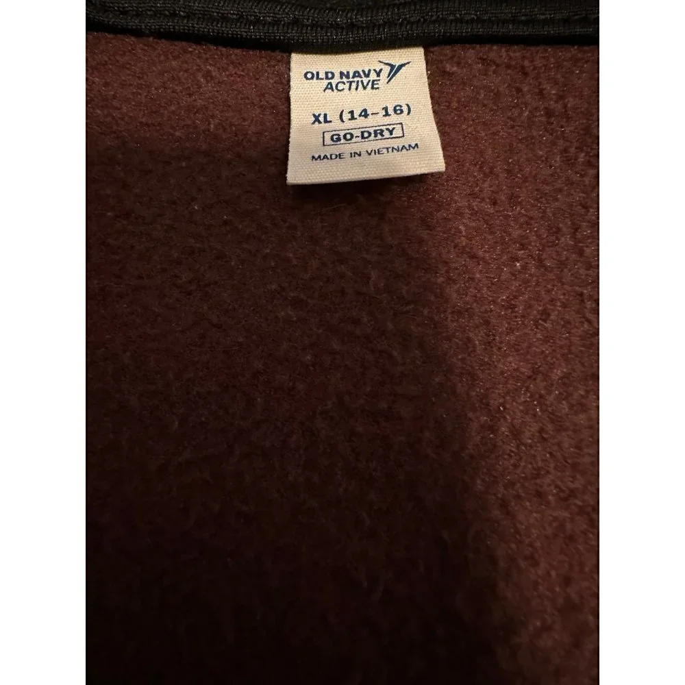 Old Navy Active Maroon and Black Color Blocking Hoodie Zipper Sweatshirt